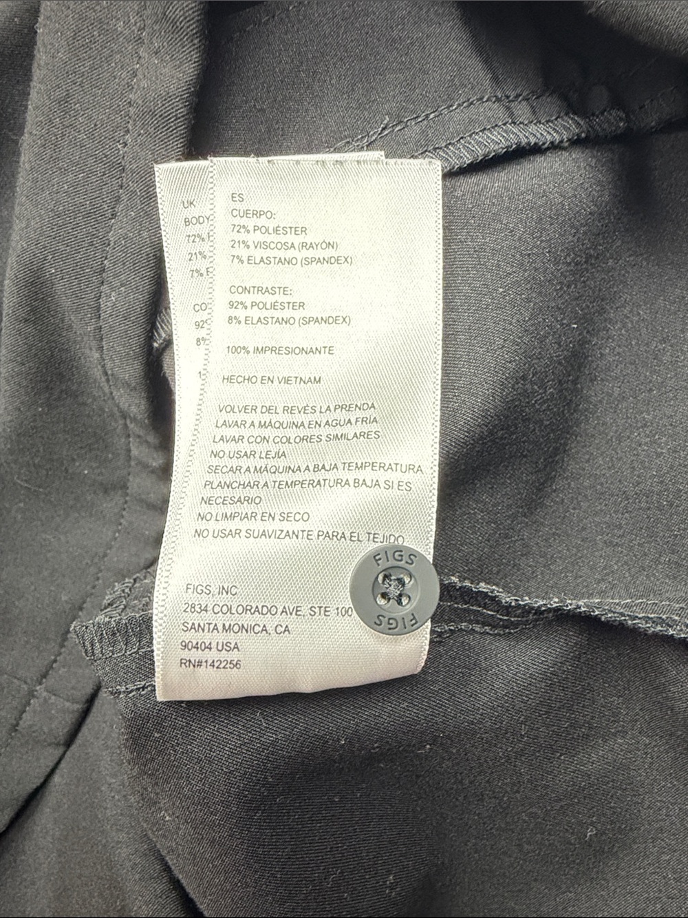 FIGS Montex Black Scrub Top (Mock Neck / Classic or Relaxed Fit with 3 pockets) - Picture 9 of 10